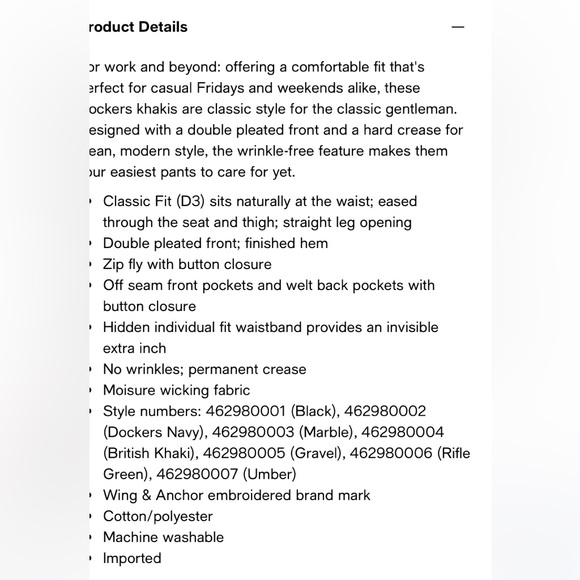 DOCKERS D3 CHINO KHAKI PANTS TAN COTTON PLEATED - Picture 9 of 9